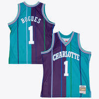 Charlotte Hornets Mitchell & Ness Muggsy Bogues 1994 Split Swingman Jersey