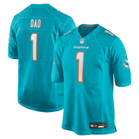 Miami Dolphins Number 1 Dad Nike Aqua Game Jersey