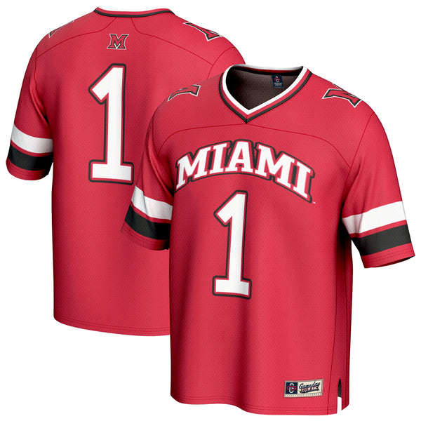 #1 Miami University RedHawks GameDay Greats Lightweight Collegiate Football Fashion Jersey - Red