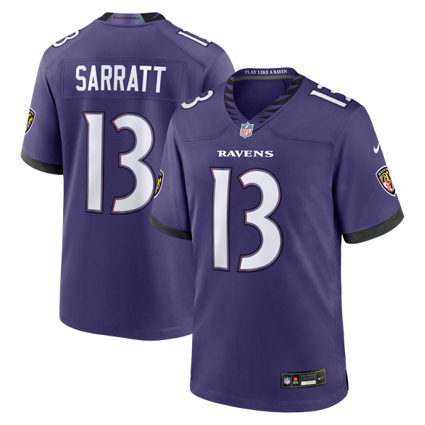 Baltimore Ravens Elijah Sarratt Nike Purple Team Game Jersey