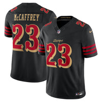 San Francisco 49ers Christian McCaffrey Nike Black 2025 Rivalries Collection Stitched Limited Jersey