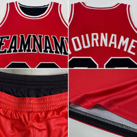 Custom Red Black-White Reversible Double Side Sublimation Basketball Set Jersey