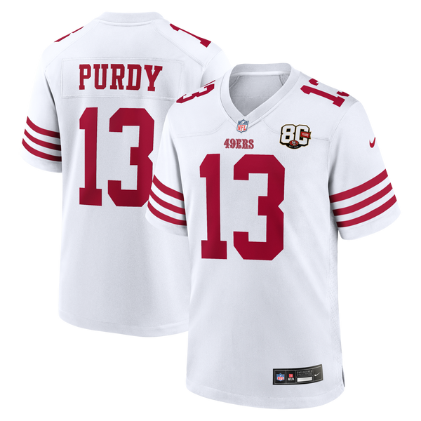 San Francisco 49ers Brock Purdy Nike White 80th Anniversary Game Jersey