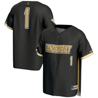 #1 Vanderbilt Commodores GameDay Greats Lightweight Baseball Jersey - Black