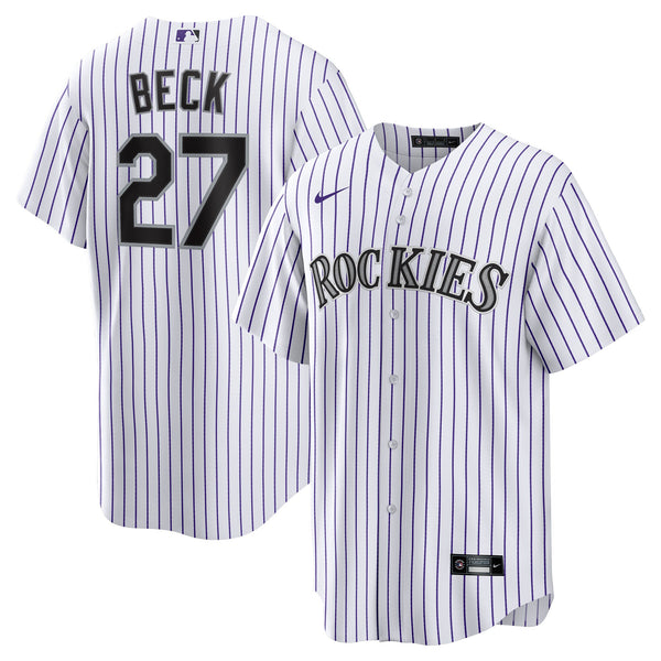 Colorado Rockies Jordan Beck Nike White Home Replica Jersey