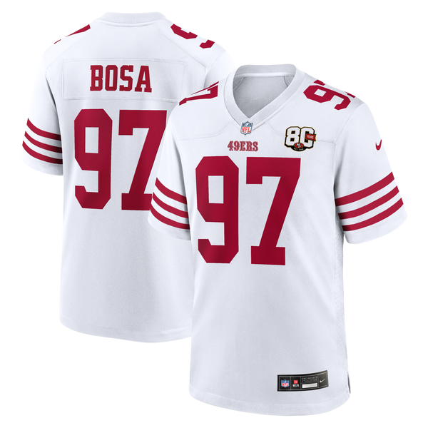 San Francisco 49ers Nick Bosa Nike White 80th Anniversary Game Jersey