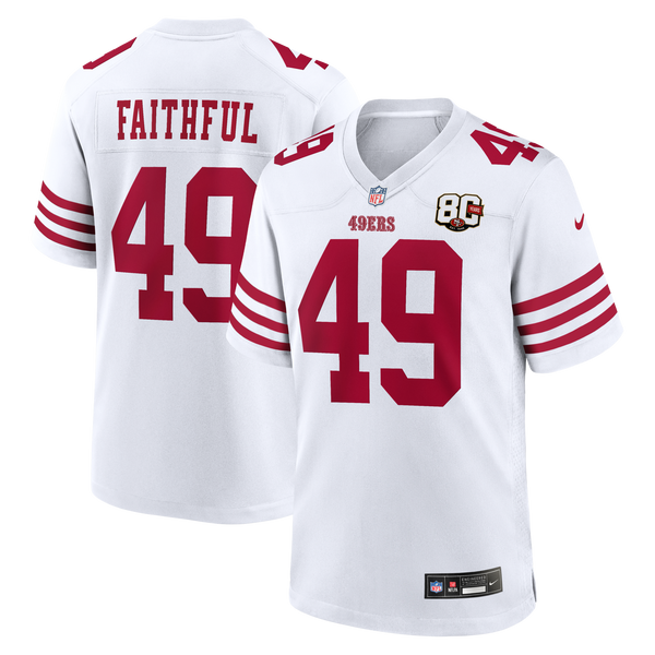 San Francisco 49ers The Faithful Nike White 80th Anniversary Game Jersey