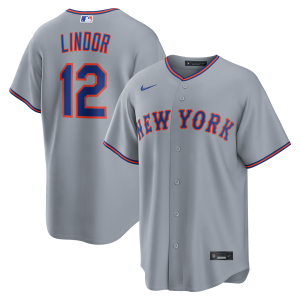 New York Mets Francisco Lindor Nike Gray Road Replica Jersey
