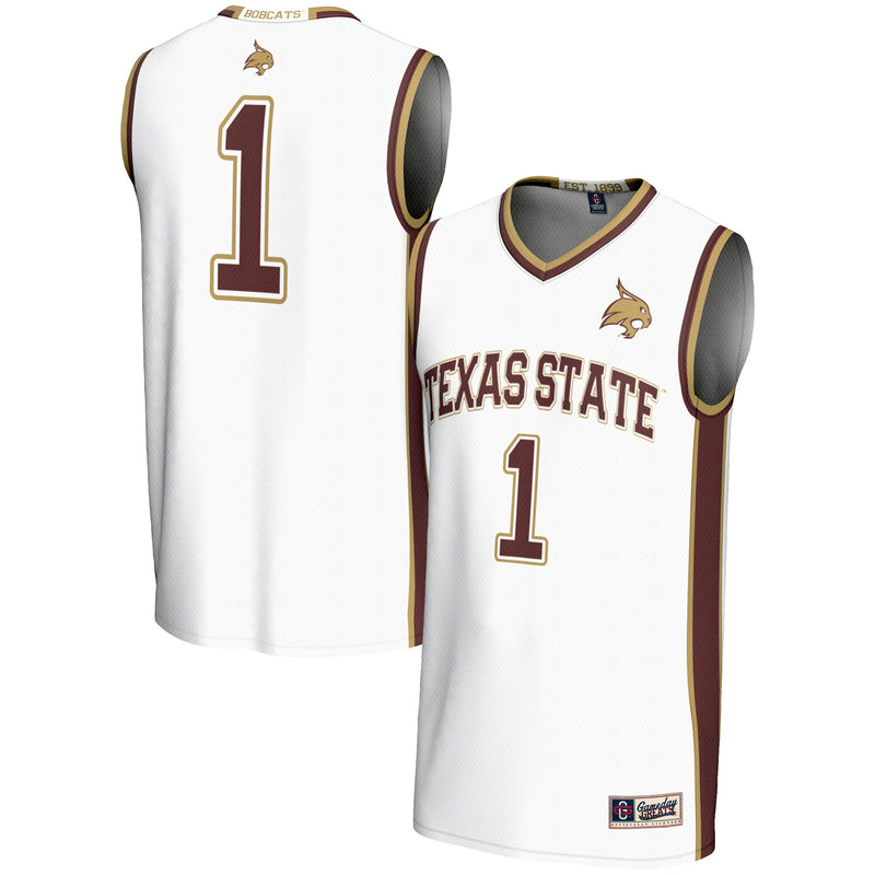 #1 Texas State Bobcats GameDay Greats Lightweight Basketball Jersey - White