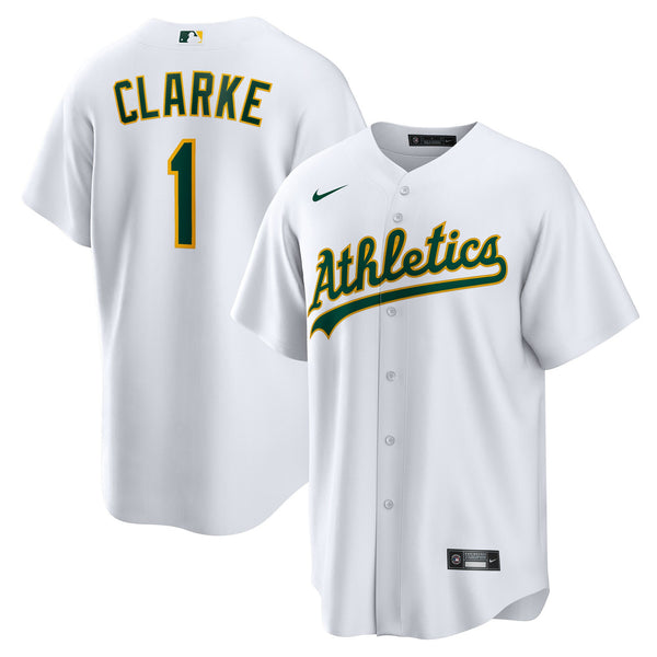 Athletics Denzel Clarke Nike White Home Replica Jersey