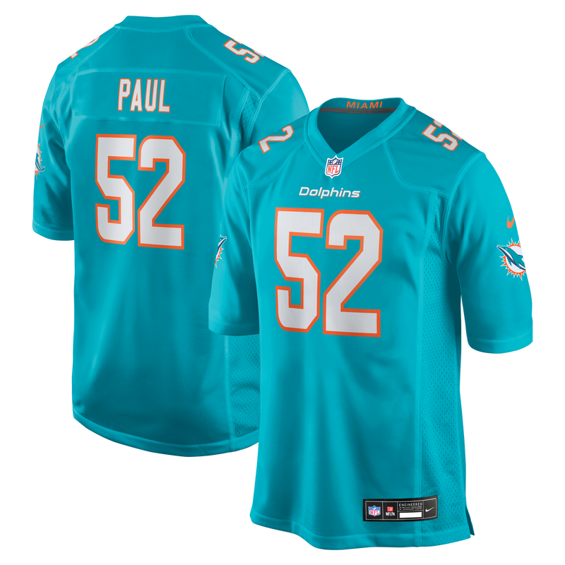 Miami Dolphins Patrick Paul Nike Aqua Game Jersey