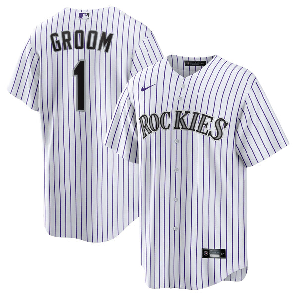Colorado Rockies Nike White #1 Groom Home Replica Jersey