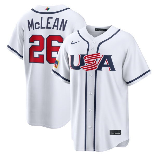 USA Baseball Nolan McLean Nike White 2026 World Baseball Classic Home Stadium Jersey
